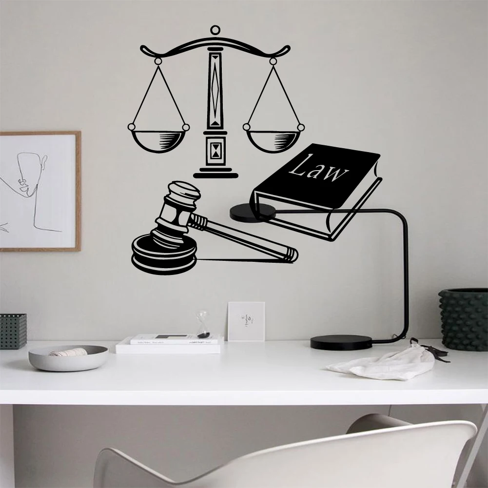 Fair Ruling Vinyl Wall Decal Law Court Justice Decoration Mural Wall Stickers Book With Balance Wall Art Mural Decoration