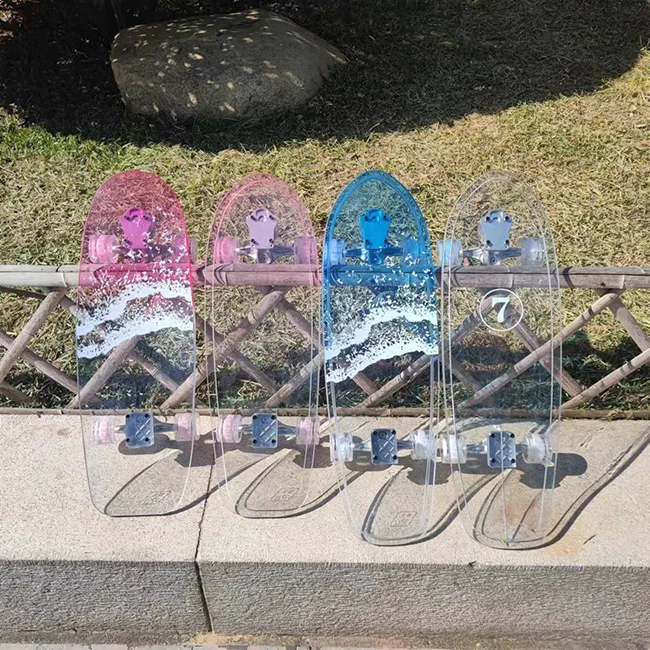 Fashionable pctg transparent skateboard professional new design leading the trend, durable, strong impact resistance