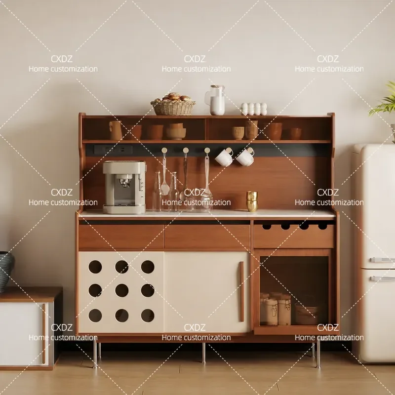 Medieval Solid Wood Dining Side Cabinet Modern Polka Dot Wall Mounted Entrance Storage Locker for Guest Dining Room Cave