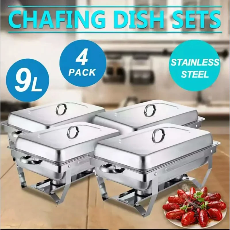 9L Thickened  Stainless Steel buffet Folding Buffet Stove Food Warmer Dinner Tray  Electric Heating chafing dish