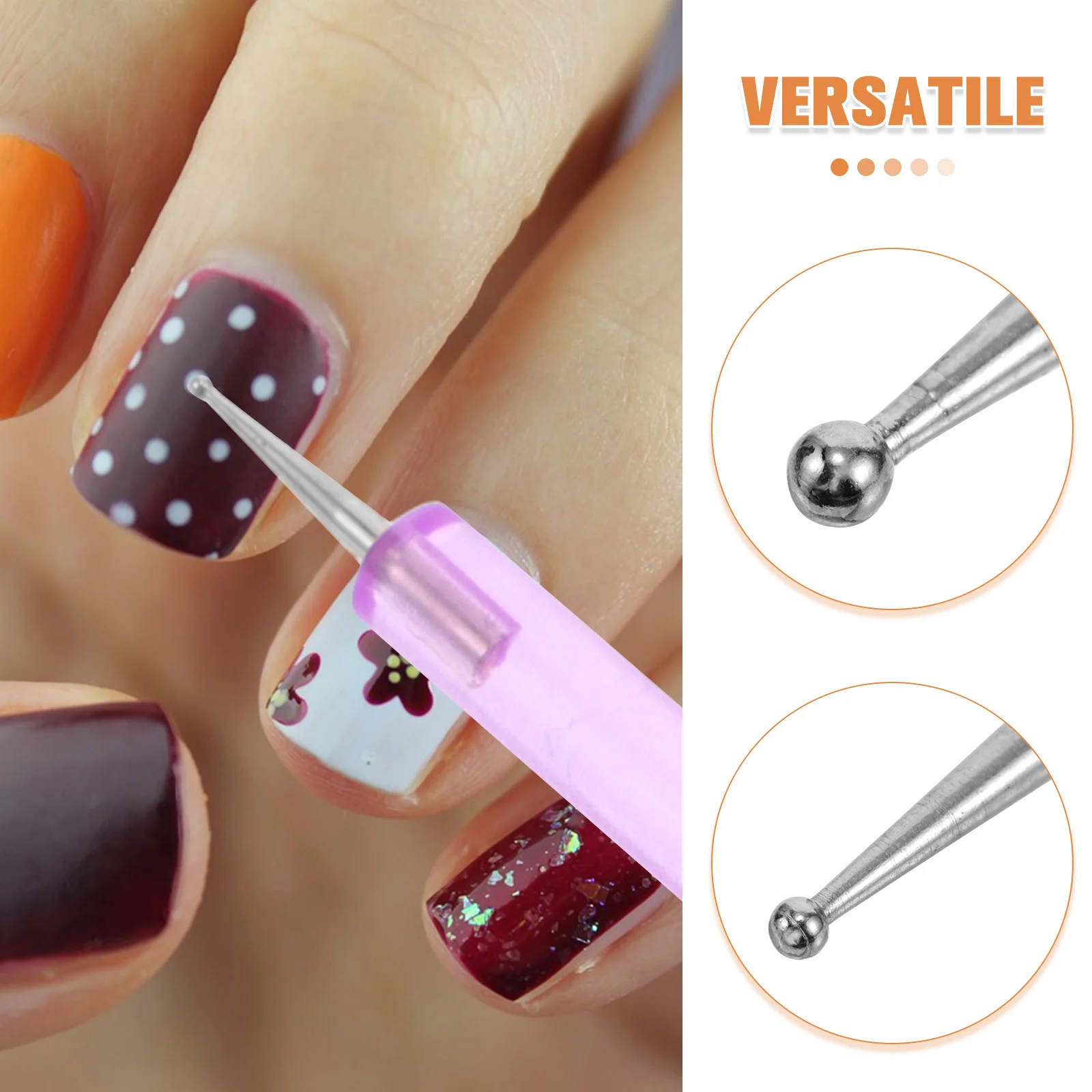 Conjunto de canetas pontilhadas para arte em unhas, 5 peças, ponta dupla, kit de ferramentas de decoração de unhas, faça você mesmo, acessórios de arte de manicure, ferramentas pontilhadas