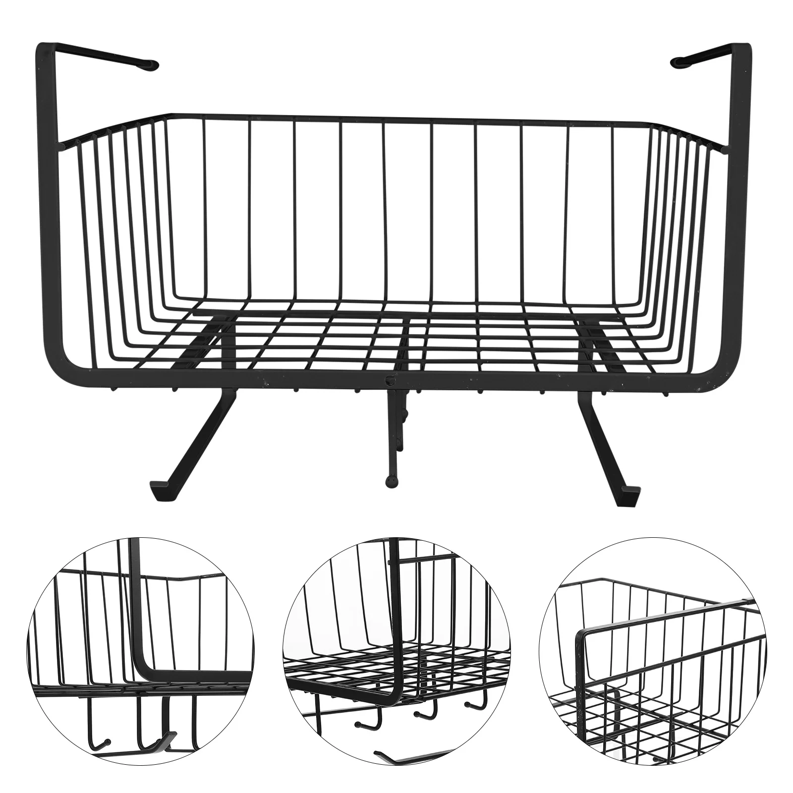 

Under Shelf Storage Basket Carbon Steel Kitchen Organizer No Drilling Hanging Cabinet Wire Basket Storage Rack Holder