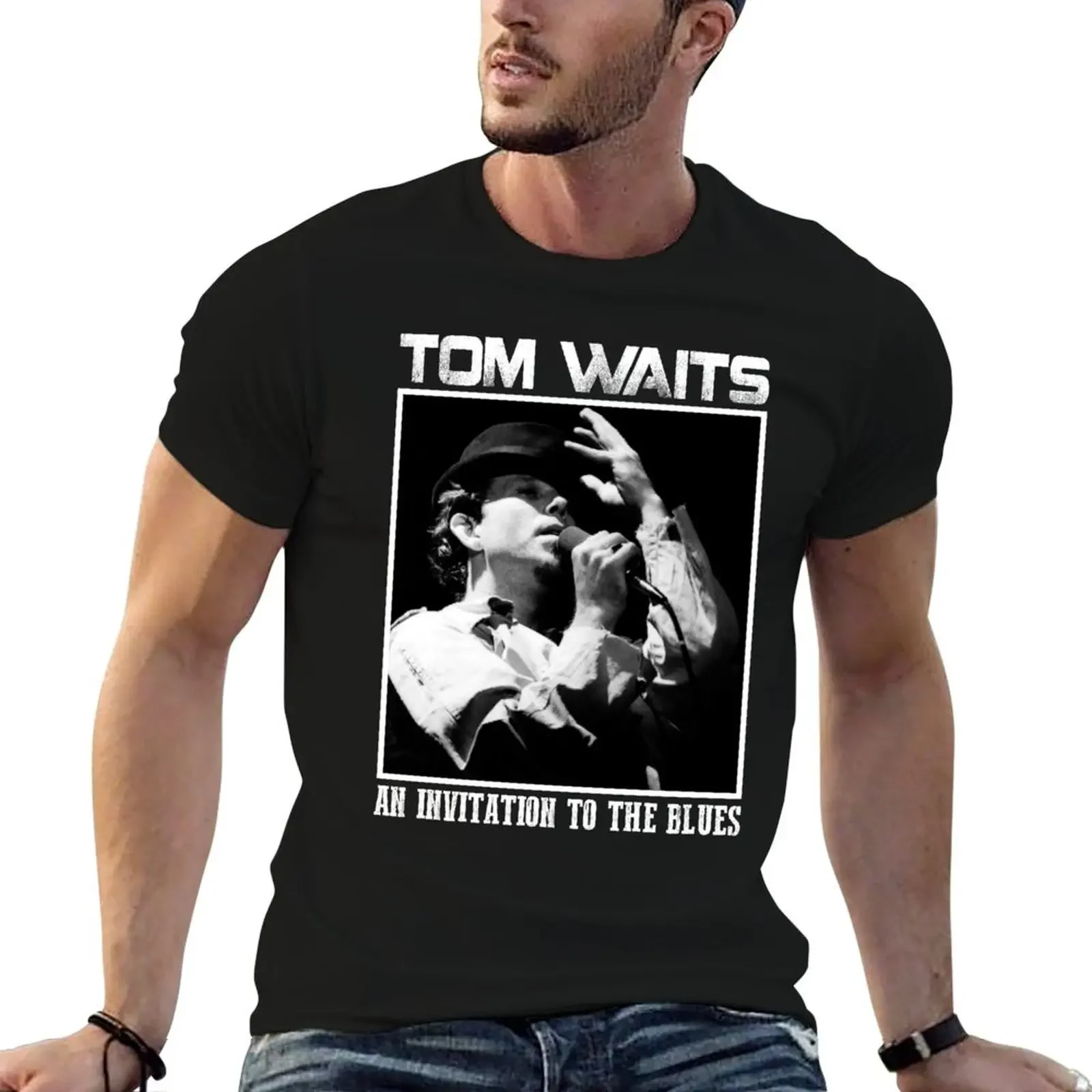 Tom Waits - Invitation to the blues T-Shirt street wear animal prinfor boys baggy shirts mens t shirt graphic