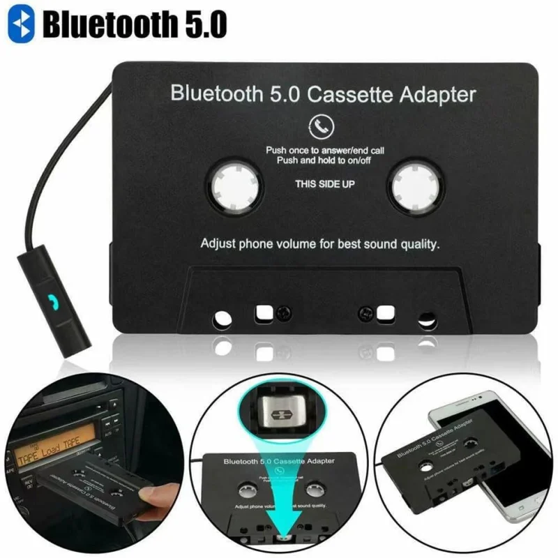 

Car Cassette Bluetooth-compatible 5.0 Adapter Converter Car Tape Audio Cassette For Aux Stereo Music Adapter Cassette With Mic