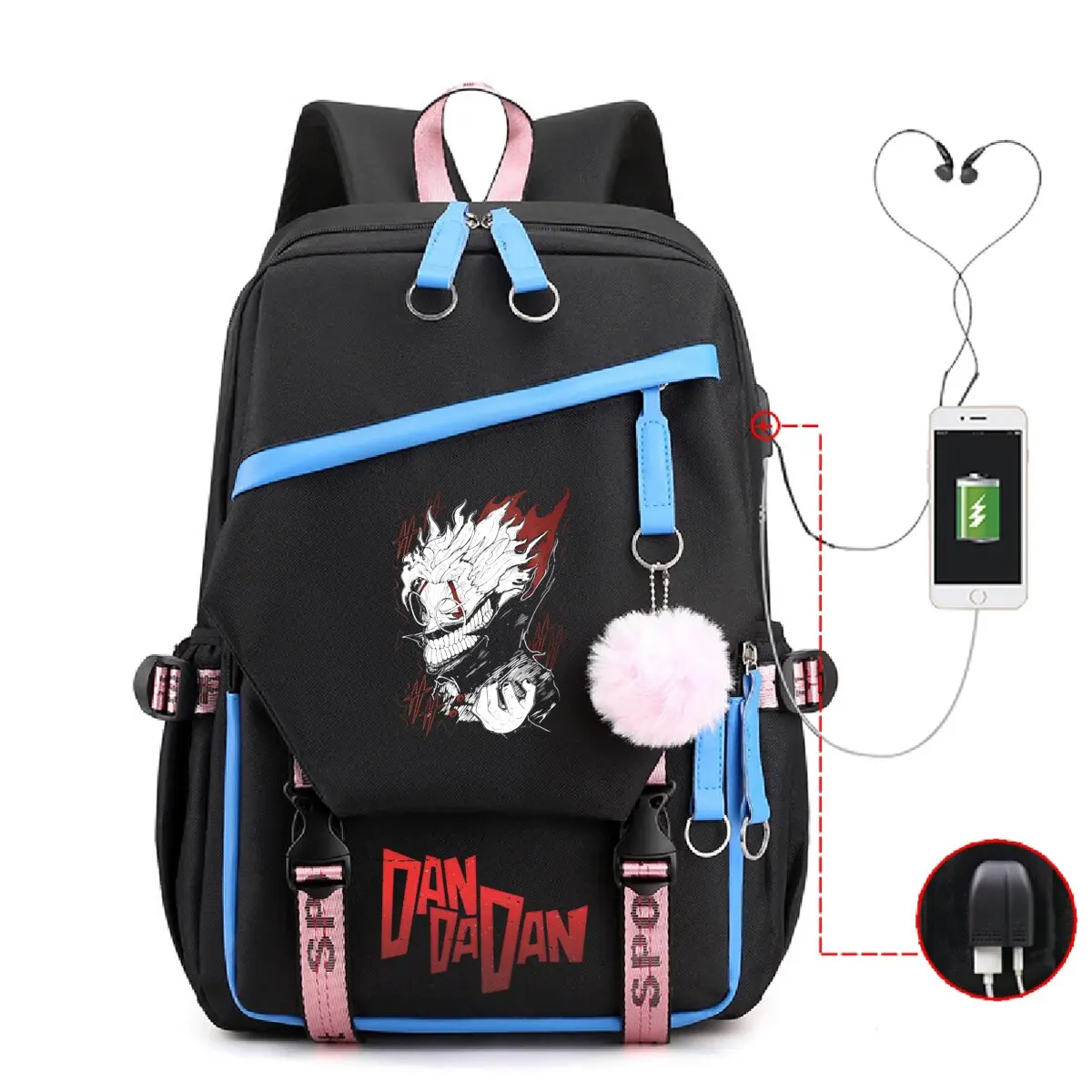 

USB Charging Dandadan Print Schoolbag Students Outdoor Laptop Bag Dandadan Anime Manga Fan Gift Girls Boys 2025 New Backpacks