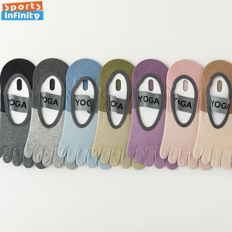 1pair Fashion Five Toes Yoga Socks Women Silicone Anti Slip Indoor Dancing Floor Fitness Sports Socks Professional Pilate Socks