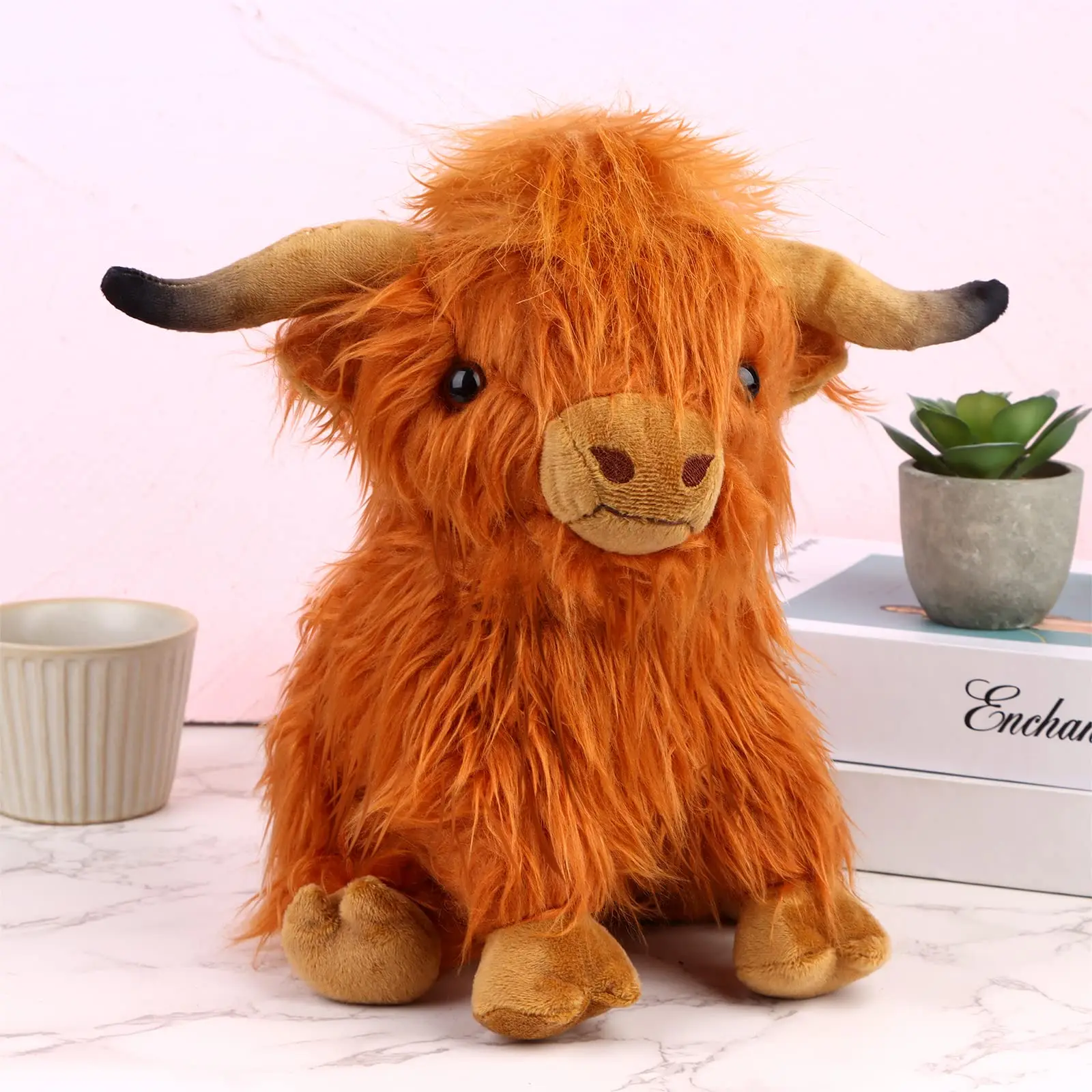 Highland Cow Stuffed Animals Plush Toy Fluffy Bull Animal Doll Soft Gift for Kids Boys Girls 10 inch Tall PP cotton High Quality