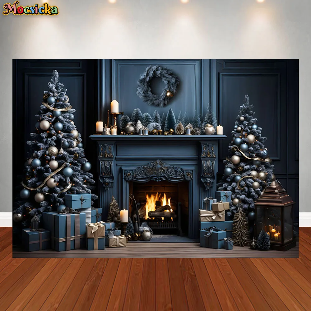 

Christmas Backdrop for Photography Xmas Tree Window Fireplace Gift Santa Winter Family Party Kids Portrait Photo Background