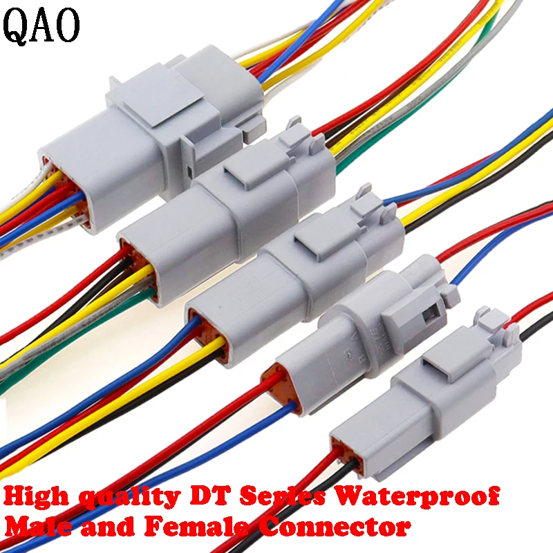 

1Set DT Series Automobile Waterproof Connector DT04-2P DT06-6S Male Female Automotive Electrical Wire Plug Boot Amphenol Gray