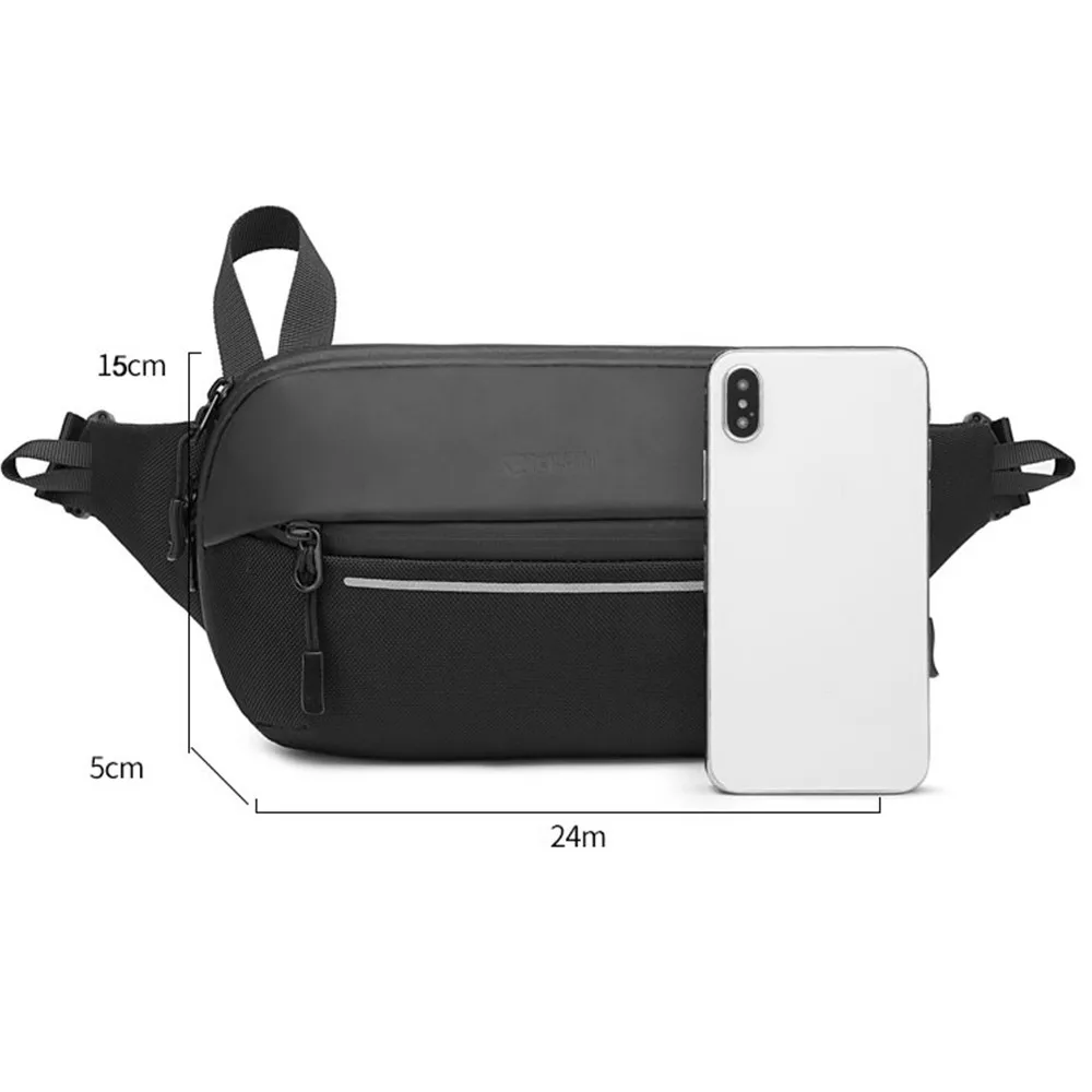 Waterproof Men\'s Fanny Pack Multi-functional Chest Bag Simple Fashionable Shoulder Bag Sports Expandable Messenger Bag