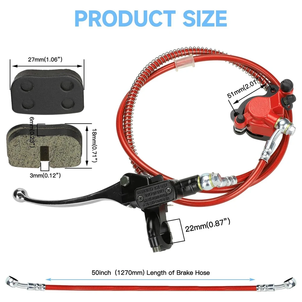 AA67-Bike Hydraulic Disc Brake Kit For Baja DB30 Doodle Bug Blitz Dirt Bug Racer 97Cc 79Cc Predator 2.8Hp Engine