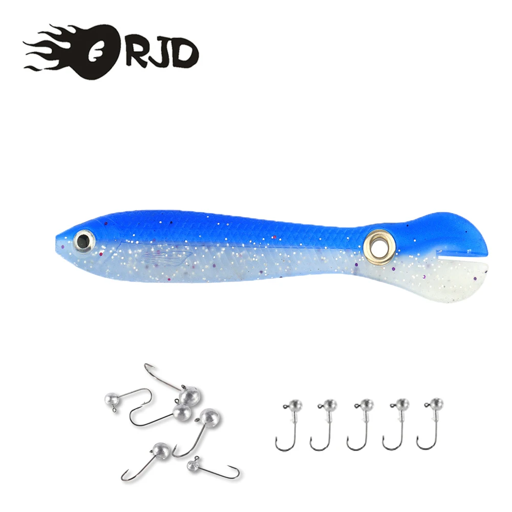 

ORJD 5pcs Soft Lure 10cm 6g Silicon Swimbaits Artificial Worm Bait Wobblers Shad Bass Carp T Tail Fishing Lures With Hooks