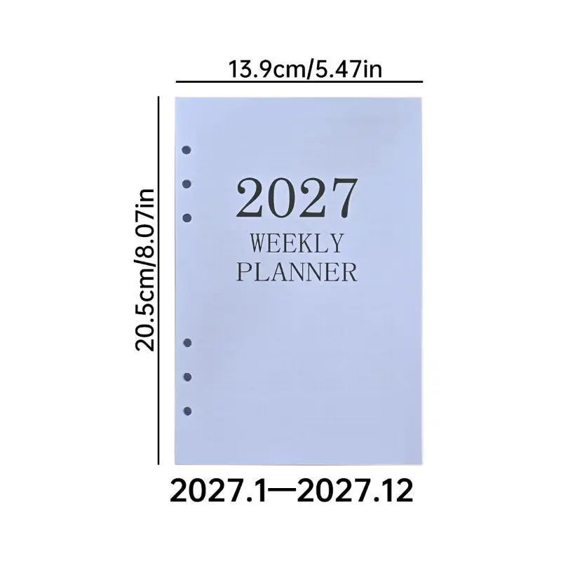 A5 Weekly Planner Refill 64 Sheets 128 Pages Loose Leaf Thin Insert for Business Work Plan Tracking