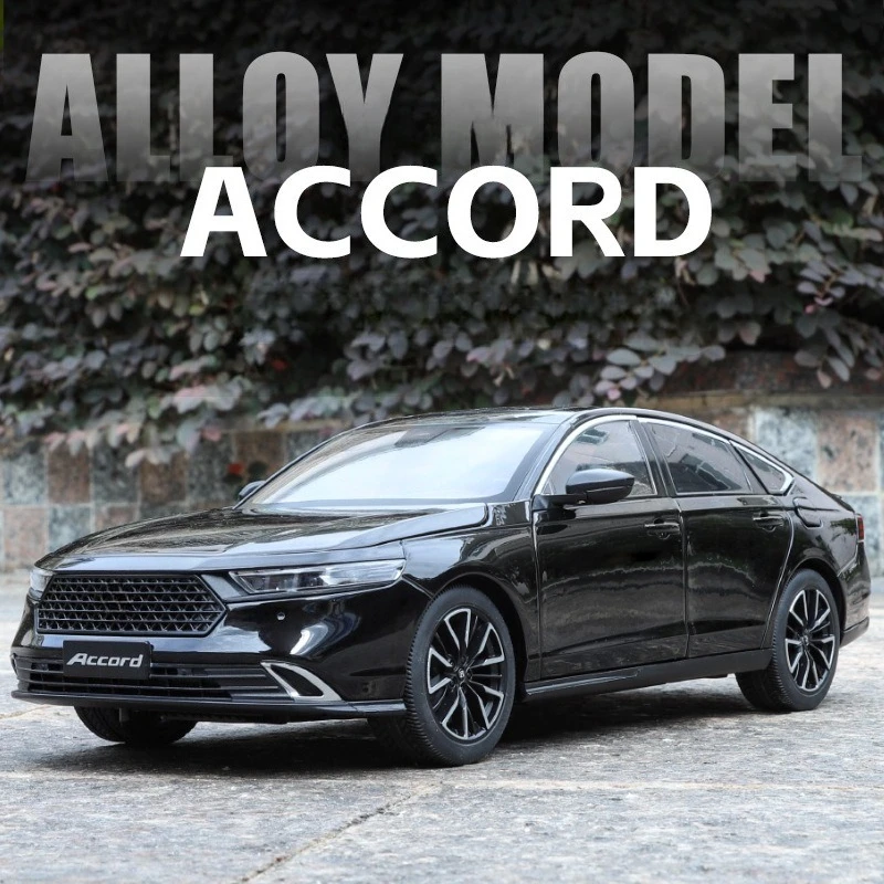 Modelo en miniatura de aleación Accord 1:18, juguete fundido a presión, puerta abierta, luz de sonido, rueda delantera extraíble, dirección, regalo de cumpleaños clásico