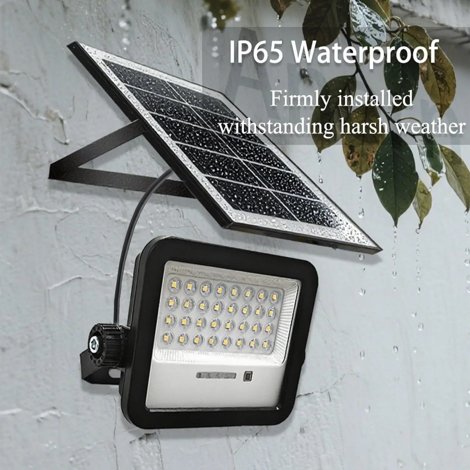 ضوء الفيضانات الشمسية في الهواء الطلق، 6500K أبيض ساطع، IP65 مقاوم للماء، من الغسق إلى الفجر مع جهاز تحكم عن بعد للفناء والحديقة والسقيفة والحظيرة، P