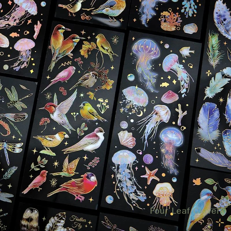 

3 Sheets Themed Hot Stamping Sticker Set Decorative Stickers For Journaling Scrapbooking And DIY Crafts