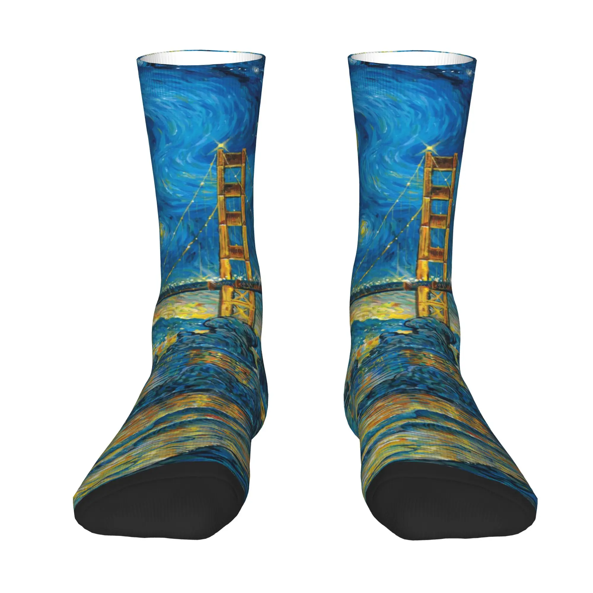 Custom Vincent Van Gogh Painting Collage Men's Crew Socks Unisex Fashion Spring Summer Autumn Winter Dress Socks