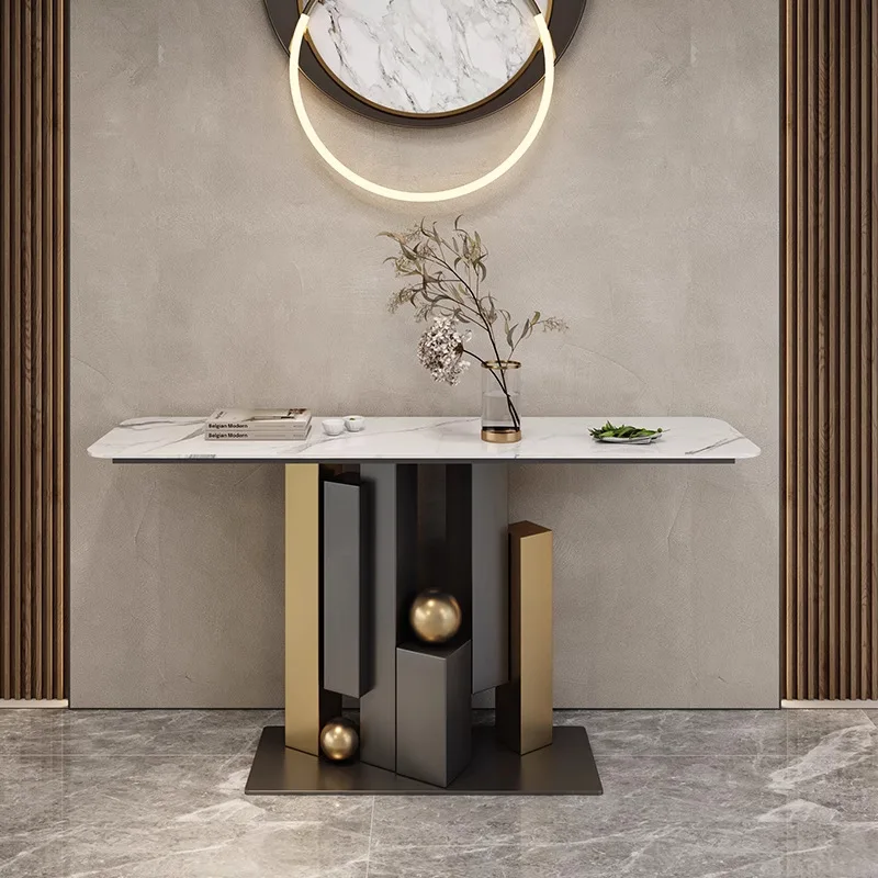 DSA sintered stone entryway table, wall-facing desk, ultra-narrow corridor entryway view table, light luxury style table