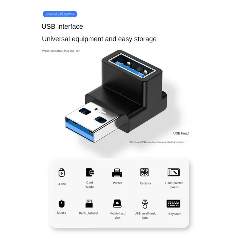 USB-адаптер RYRA с углом 90 градусов, переходник А Папа-Мама, U-образная коннектор USB 3,0 для компьютера, телефона, планшета, USB-адаптер