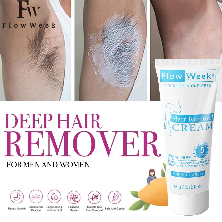 Flow Week Hair Removal Cream Gentle Fast Hair Removal Smooth Skin Flawless Depilatory Cream Suitable for All Skin Types
