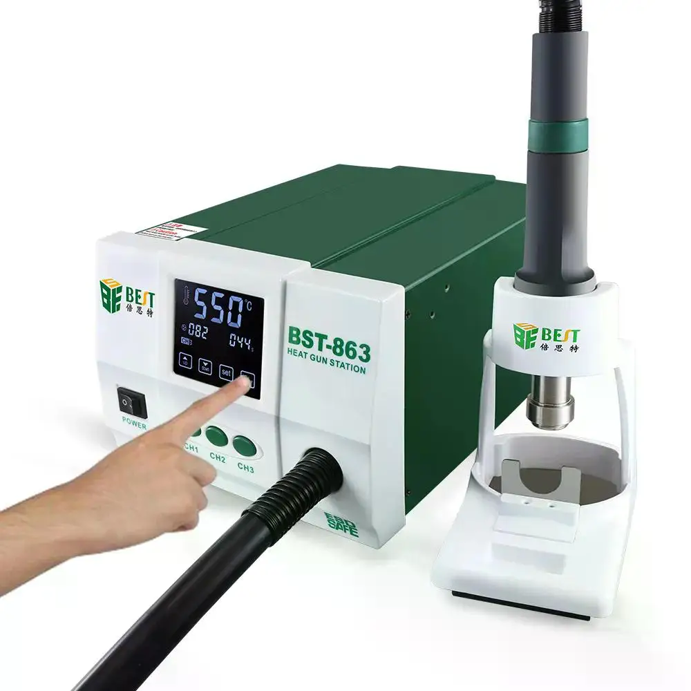 BST-863 Hot Air Gun Desoldering Station Digital Display LCD Touch Thermostat Anti-static Hot Air Gun