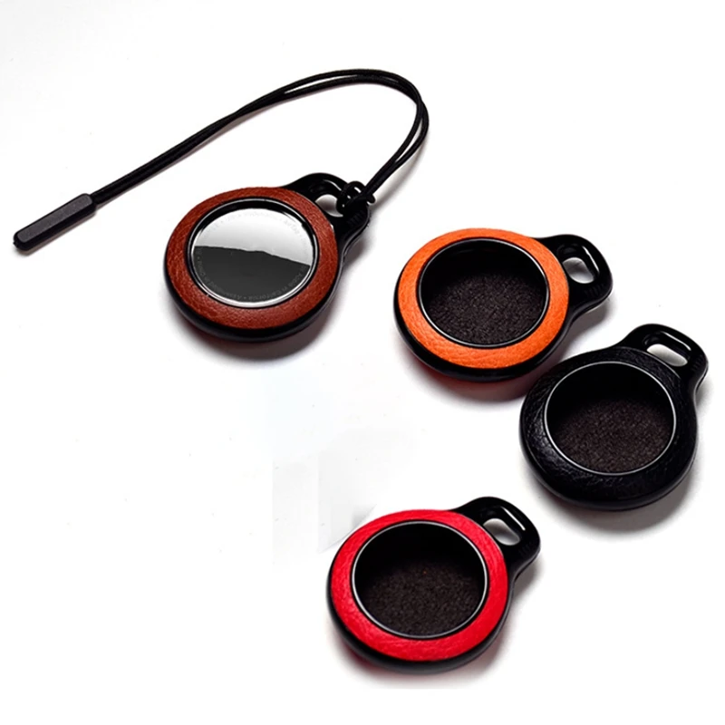 เคส airtag ป้องกันการสูญหายเหมาะสำหรับ Apple เคสหนัง airtag เหมาะสำหรับอุปกรณ์ติดตาม Apple ป้องกันการตกสีดำ