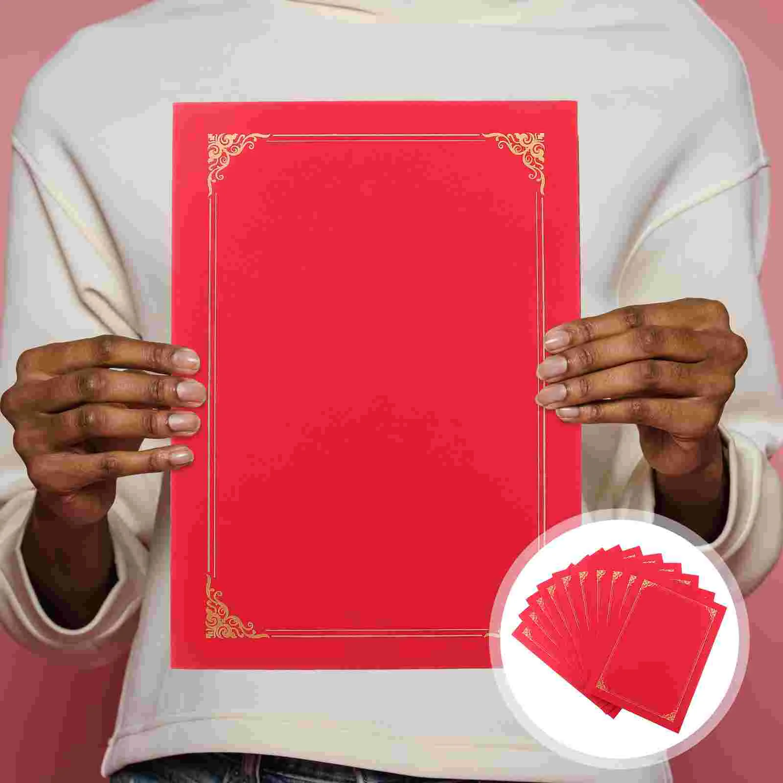 Wedding Certificate Holder Recitation Folder Paper Bronzing Ribbon Red Envelope