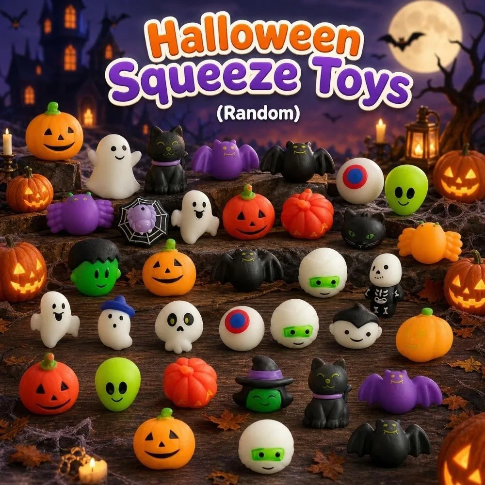 24/36Pcs/Set Surprise Halloween Squeeze Set Random Soft Ghost Squishy Anxiety Relief Kneading TPR Fidget Set Party Favor