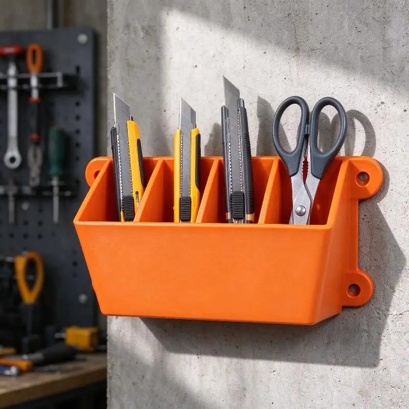 3D Printed Wall Mounted 4 Slot Utility Knife Storage Rack Wall Tool Organizer Box For Garage Workshop Hand Tool Supply Kit