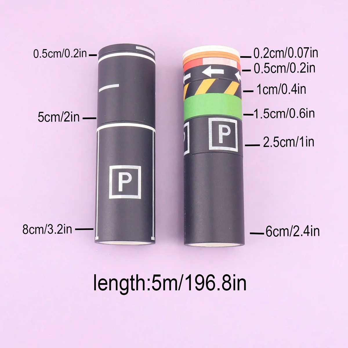 13 ロール道路パターン和紙テープセット - DIY カーゲームデコレーション、スクラップブッキング、ギフトラッピング & 学生文具、簡単に引き裂ける