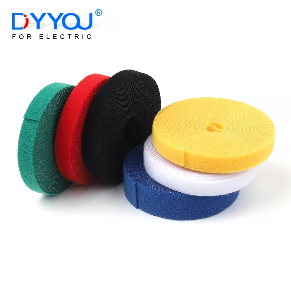 

6PCS 5Meter/Roll 10/12/14.5/20/25mm Width Reusable Multifunction Nylon Straps Fastener Management Fastening Tape Colors Free Cut