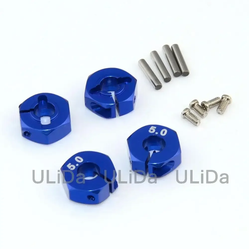 4pcs HSP HPI Tamiya Car Aluminum 5.0 Wheel Hex Drive With Pins & Screws Red Blue