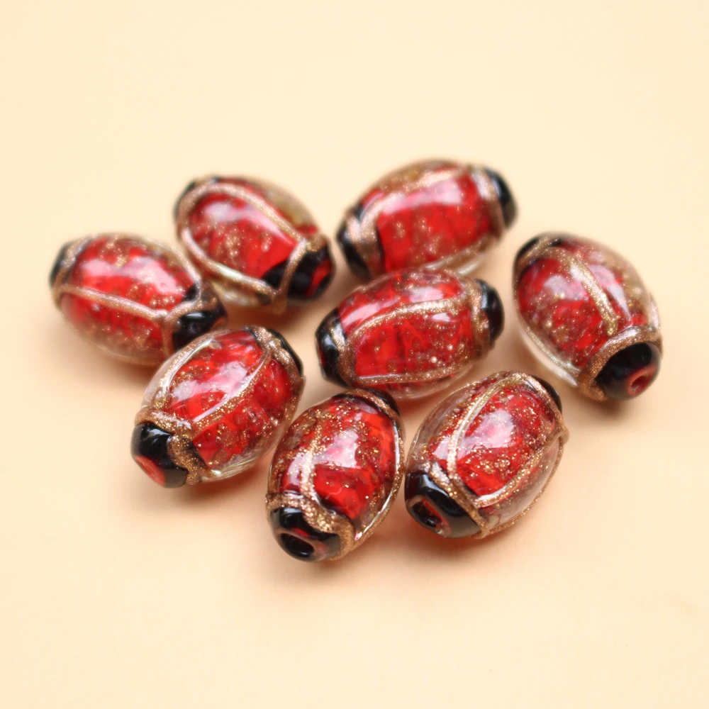 Hanmade Glass Bead Oval Lampwork Beads Red Clear Multi-color For Jewelry Making Supplies Bracelet Necklace Materials Sieraden