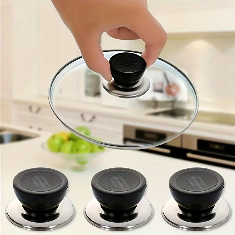 2-Pack Universal Stainless Steel Anti-Scald Pot Lid Knobs, Easy-Grip Handle for Cookware, No-Electricity Needed Lid Accessories
