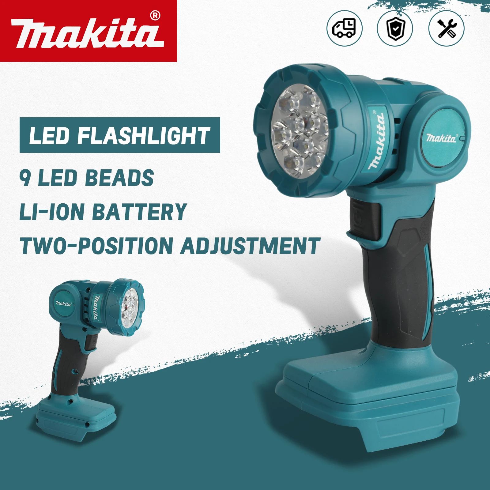 For Makita ML815 Cordless Flashlight,9 LED Beads,Rotatable Head,Two-Position Adjustment for Garage,Workshop & Emergency Lighting