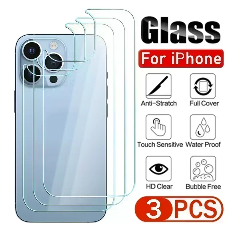 

Tempered Back Glass For iPhone 15 14 Plus 13 12 Pro Max Mini Protective Screen Protector Glass Film For iPhone15 15PM 14 ProMax