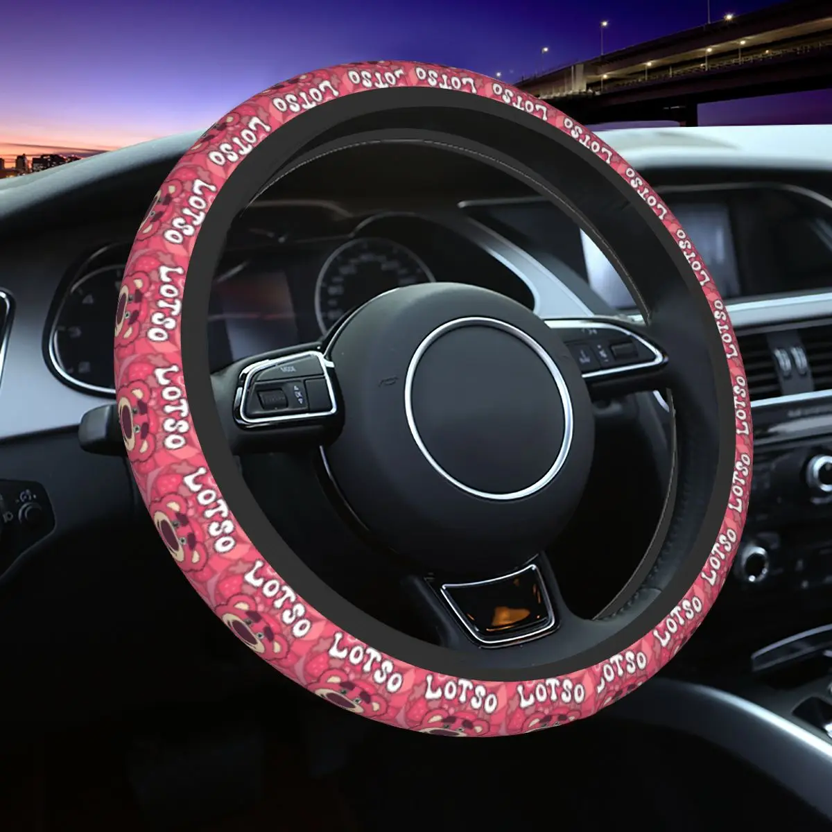 

Cute Lotso Huggin Bear Hugger Steering Wheel Cover Anti-slip Steering Wheel Protector Universal Fit 15 inch Car Accessories