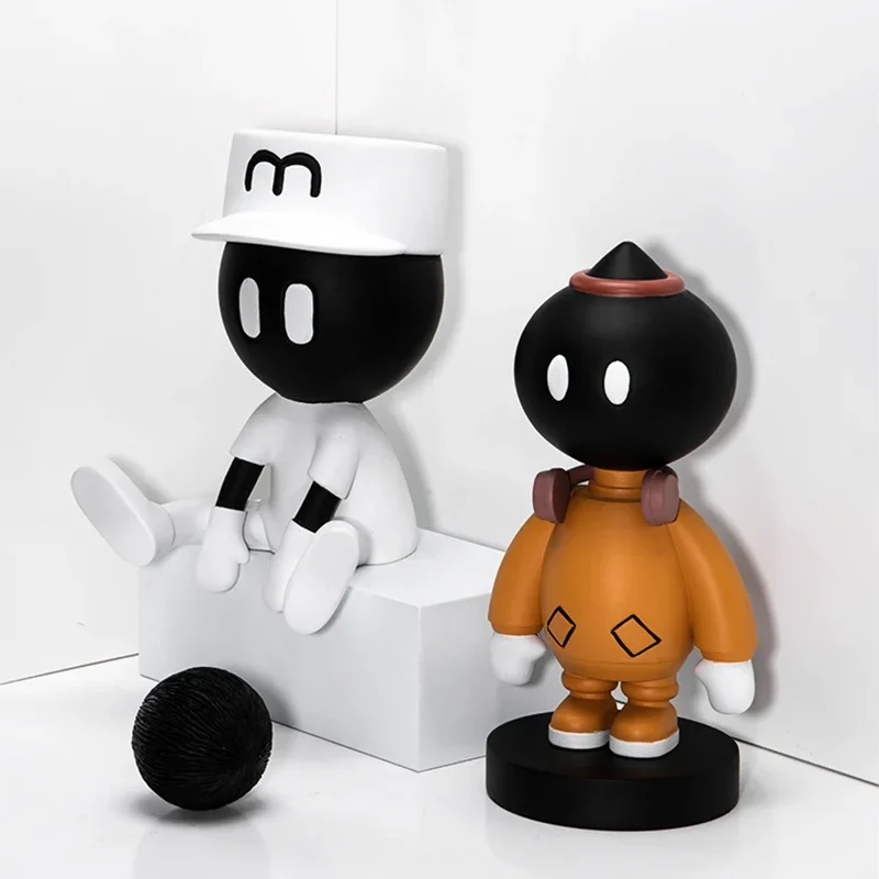 Nordic Home Decor Trend Boy Resin Figurines Creativity Living Room Desktop Figure Decoration Small Statue Sculpture Holiday Gift