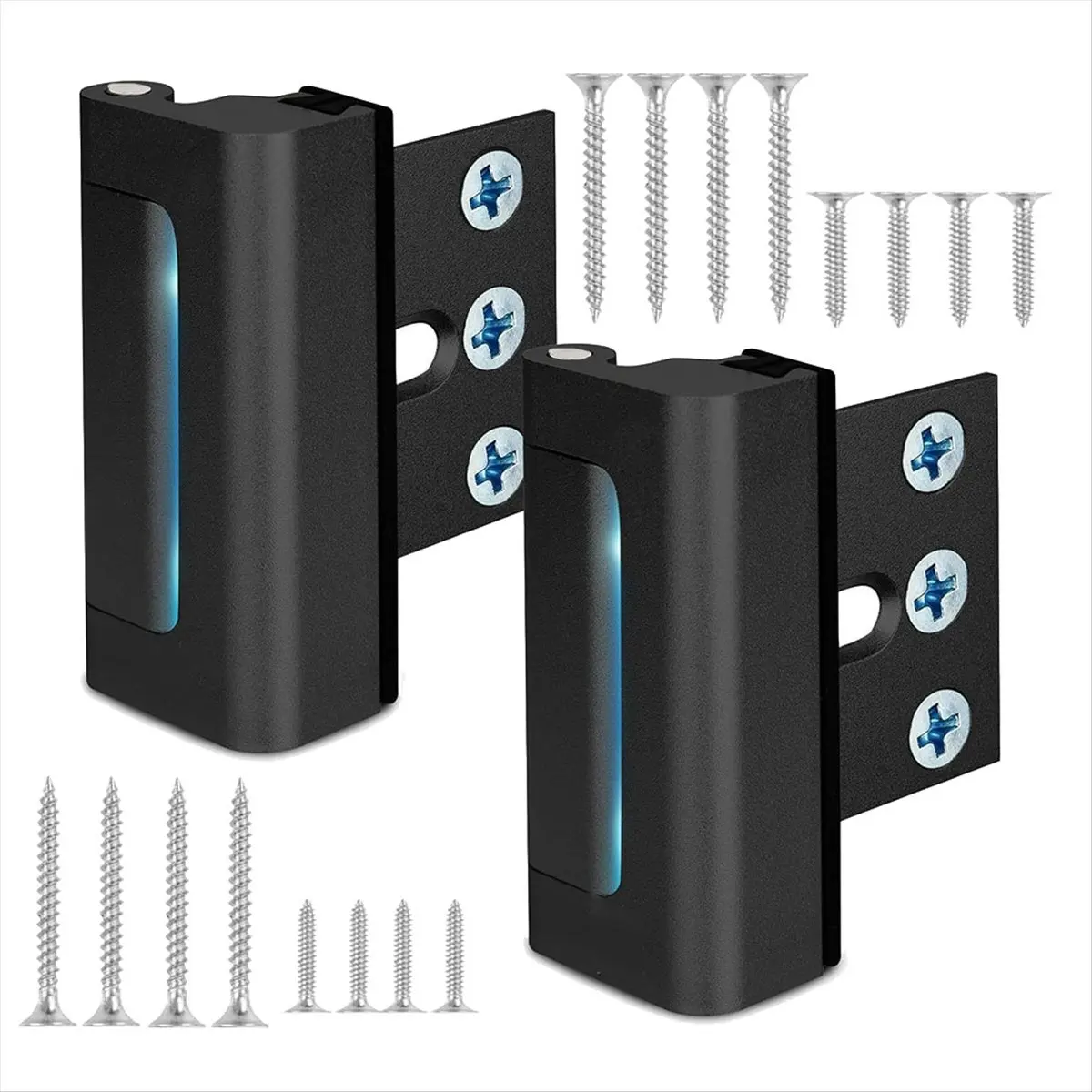 [T28C] Home Security Door Reinforcement Lock, Front Door Locks for Kids Safety Withstand 800 Lbs, Door Lock 2 Pack Black