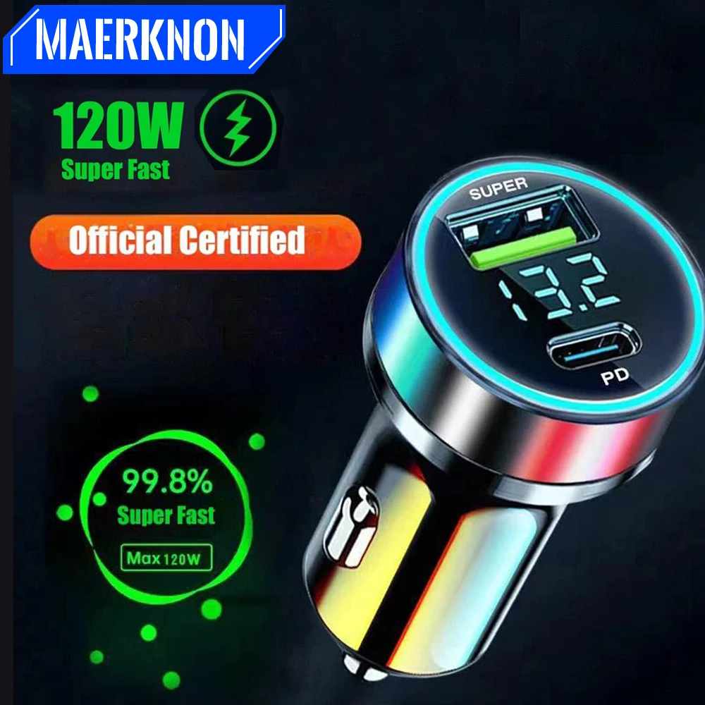 Car Charger Bluetooth 5.0 Car FM Transmitter PD Type-C Dual USB Ambient Player MP3 Charger Type-C Wireless Light 3.1A Handsfree