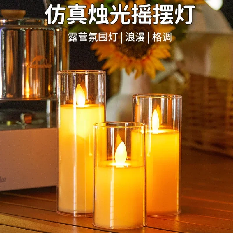 F simulation glass led electronic candle light decoration