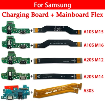 Conector de puerto de carga USB probado, placa de micrófono, Cable flexible de placa base principal para Samsung A10S M15 M16 A20S M12 M14 A30S