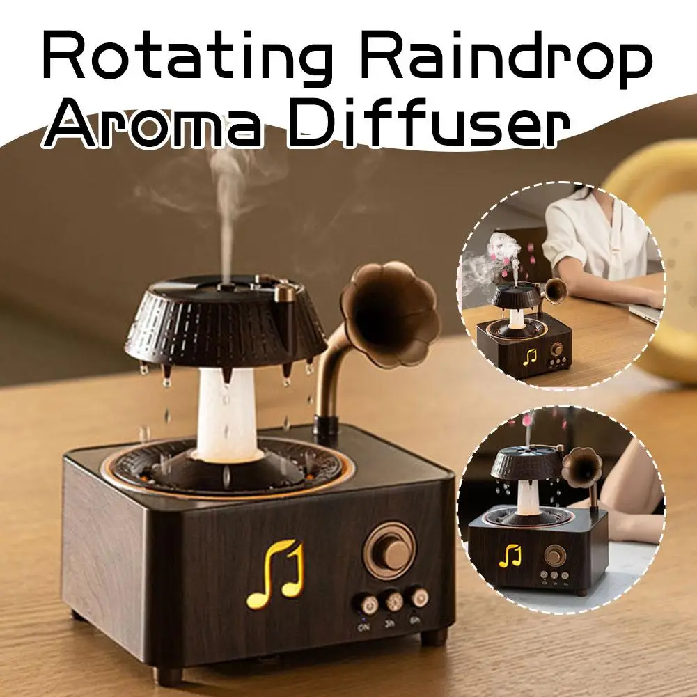 Ретро вращающаяся машина для ароматерапии с каплями дождя, Bluetooth-аудио, многофункциональная домашняя настольная машина для ароматерапии с маслом