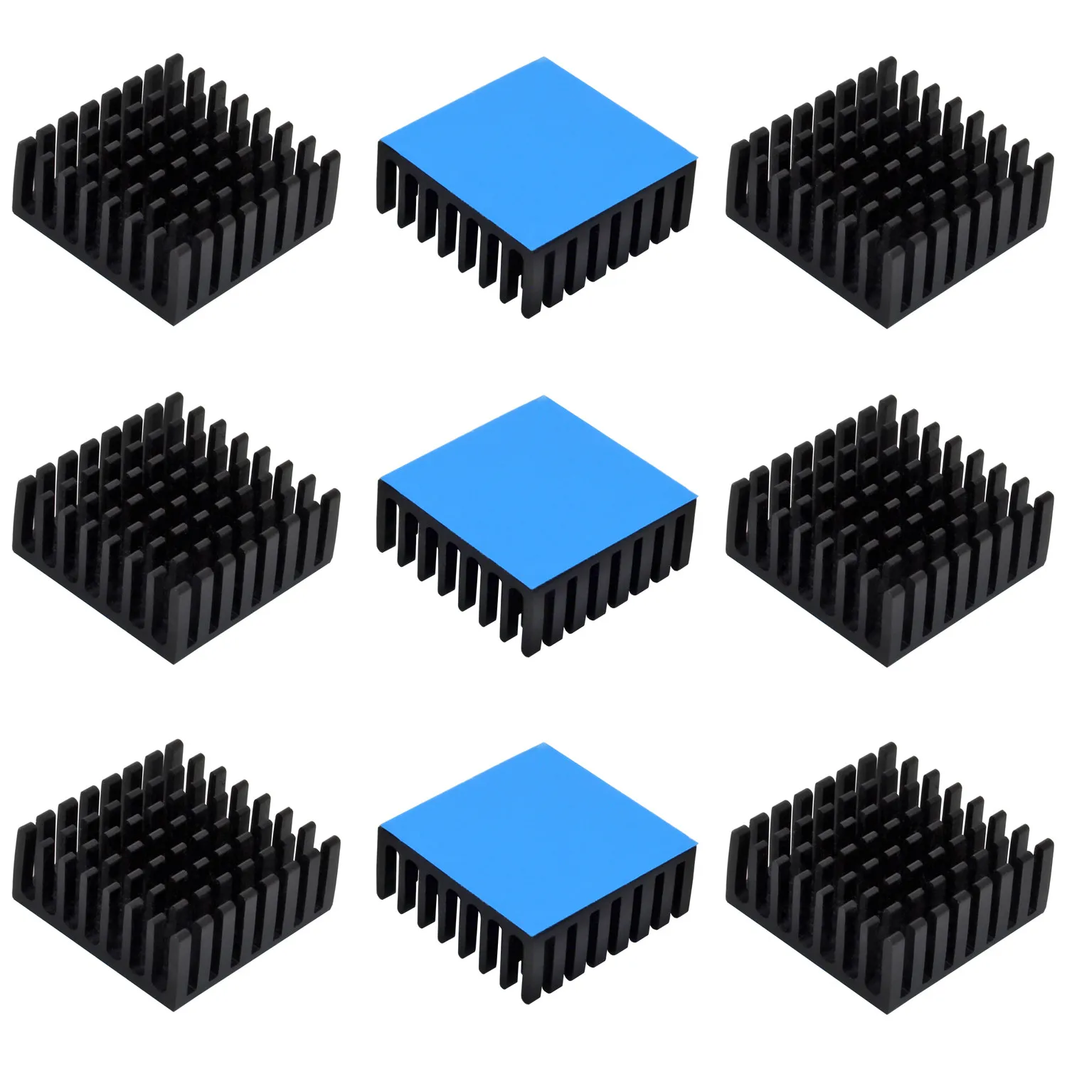 25x25x10mm 20pcs Aluminum Heatsink Black Heat sink cooling for Electronic IC Chip With Thermal Conductive Tape