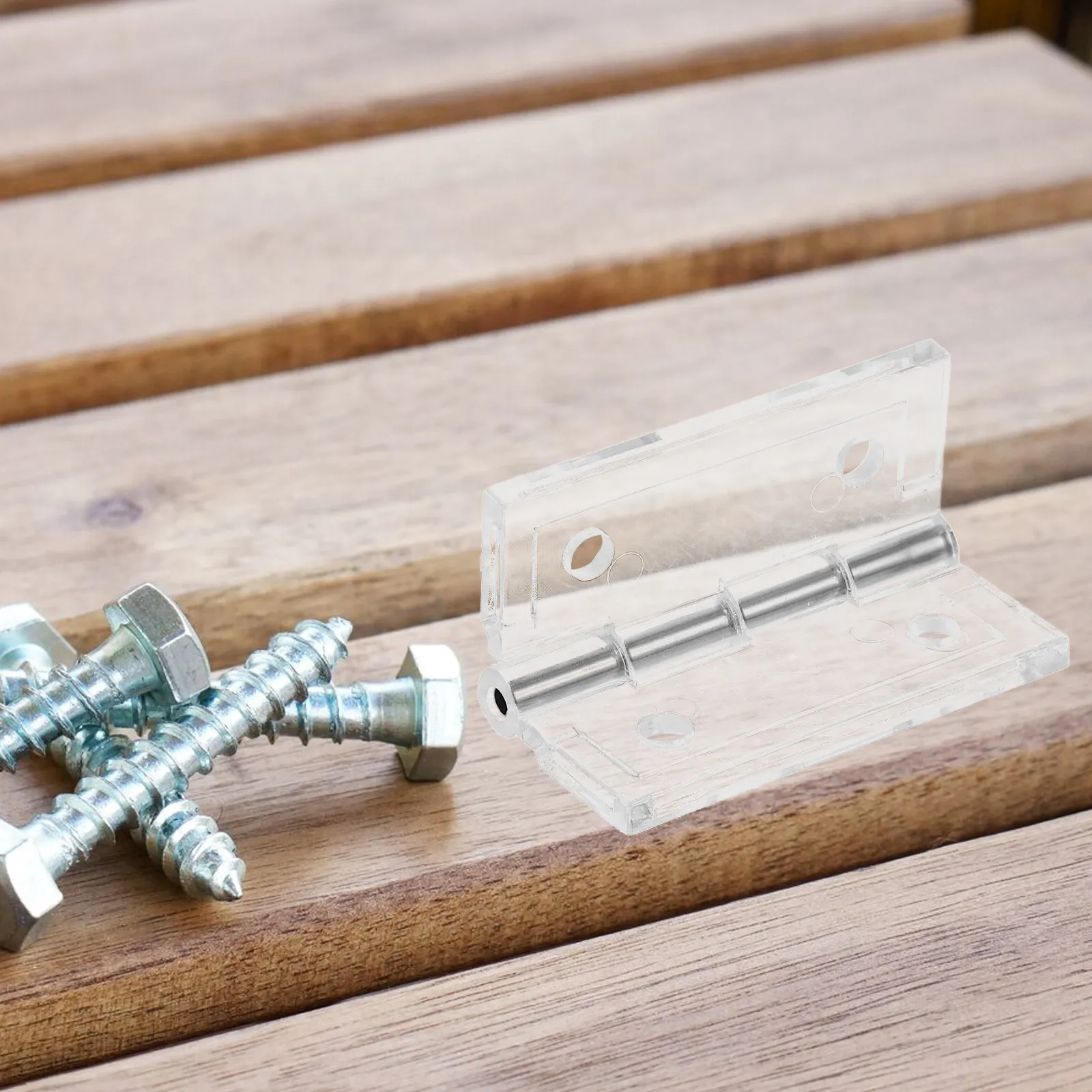 

2 шт. прозрачных акриловых петель для шкафов, складные, с большими отверстиями, предварительно просверленные, с винтами, для мебельных дверей