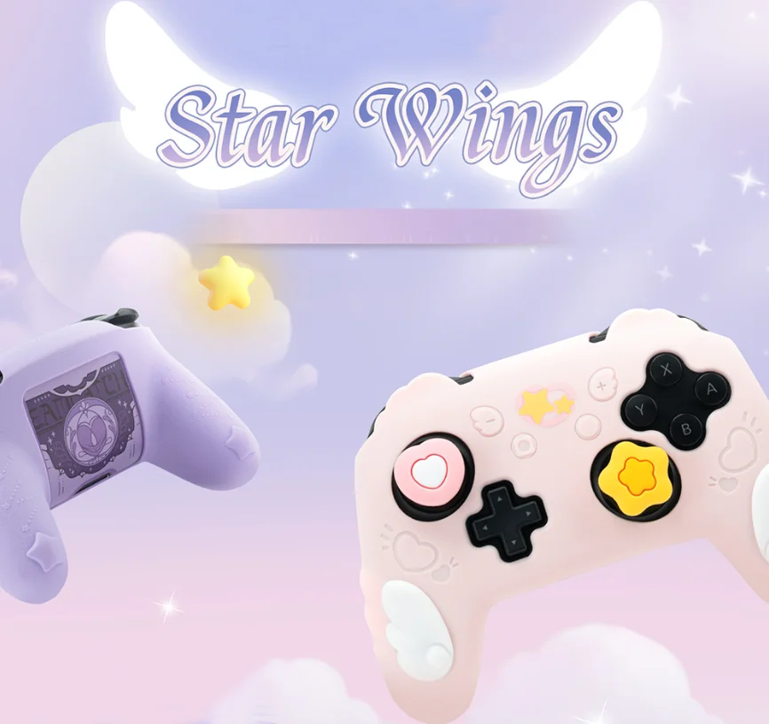 

Star Wings Silicone Soft Shell Sticker Skin For Nintendo Switch Pro Game Controller Case Thumb Stick Grip Cap Cover Protector