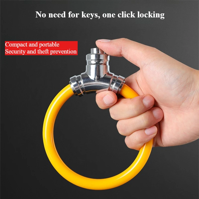 Anti Shear Anti-theft Bicycle Lock Thick Steel Cable Gold Ring Lock Mountain Bike Waterproof Safety Lock 2 Keys Bicycle Module