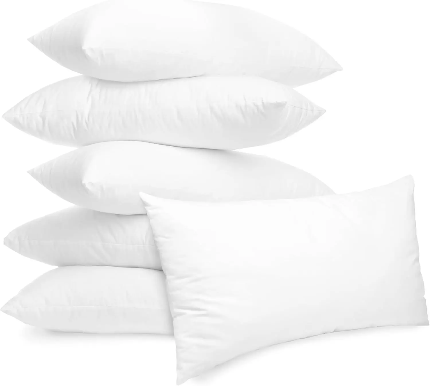 

Set Of 6 Poly-Cotton Shell Siliconized Fiber Filling Throw Inserts Sofa Bed And Couch Indoor Decorative Pillows, 16X36 H - 6