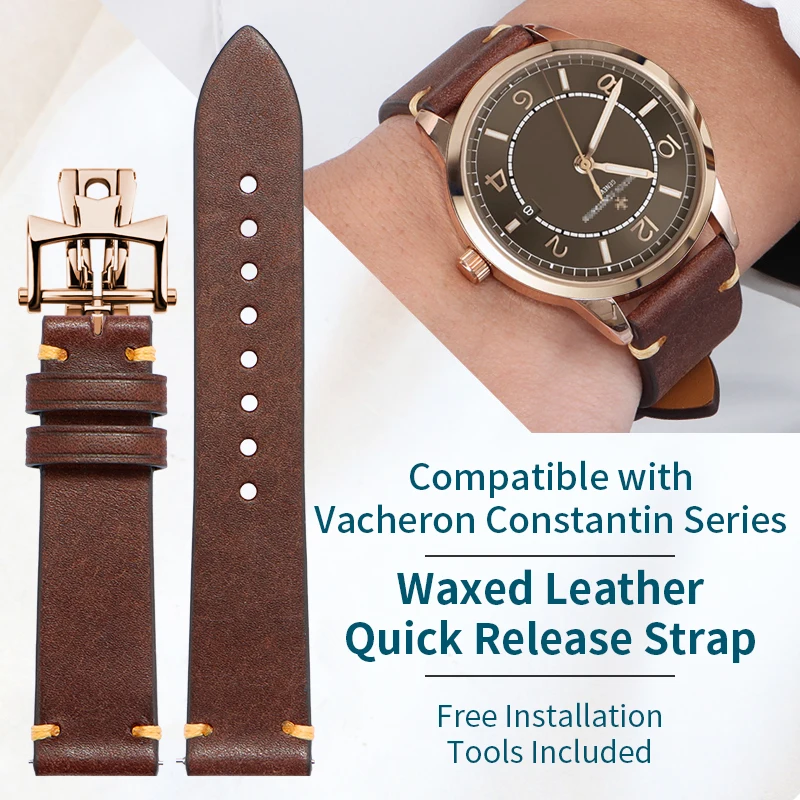 

Совместим с ремешком из натуральной кожи Vacheron Constantin — быстросъемный ремешок для часов из воловьей кожи VC Fiftysix Heritage Malte Series