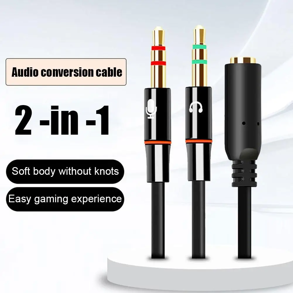 Headphone Splitter For Computer 3.5mm Female To 2 Dual 3.5mm Male Mic AUX Audio Y Splitter Cable Headset To PC Adapter